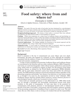 Food Safety: Where from and Where To? Christopher J