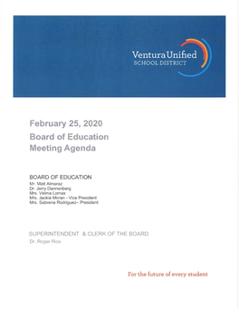 February 25, 2020 Board of Education Meeting Agenda