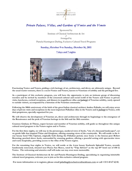 Private Palaces, Villas, and Gardens of Venice and the Veneto