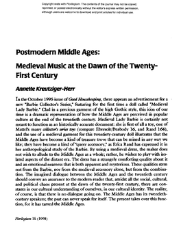Postmodern Middle Ages: Medieval Music at the Dawn of the Twenty- First Century