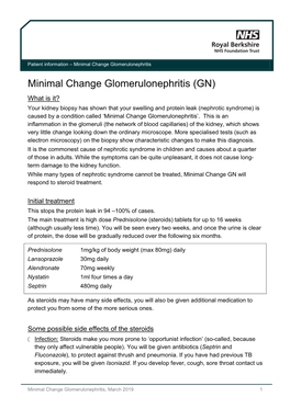 Minimal Change Glomerulonephritis (GN)