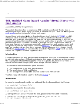 SSL Enabled Name Based Apache Virtual Hosts with Mod Gnutls