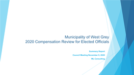 Municipality of West Grey 2020 Compensation Review for Elected Officials