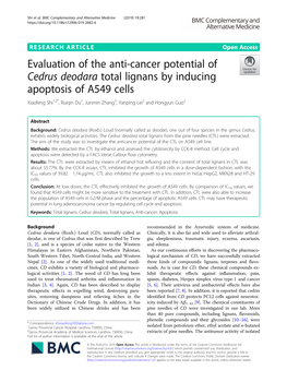 Evaluation of the Anti-Cancer Potential of Cedrus Deodara Total Lignans By