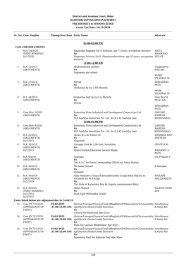 District and Sessions Court, Bidar KADLOOR SATYANARAYANACHARYA PRL.DISTRICT & SESIONS JUDGE Cause List Date: 18-12-2020