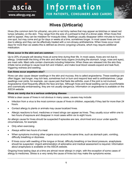 Hives (Urticaria)