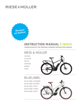 Instruction Manual E-Bikes Riese & Müller Bluelabel