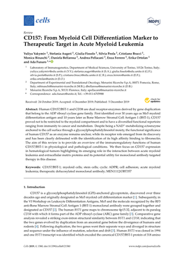 CD157: from Myeloid Cell Diﬀerentiation Marker to Therapeutic Target in Acute Myeloid Leukemia