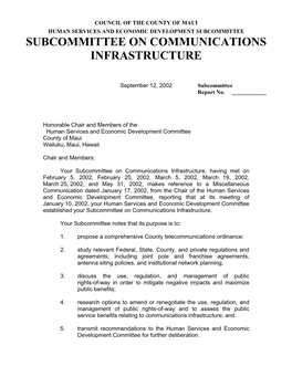 Subcommittee on Communications Infrastructure CR Template