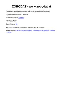 ASCUS: an Error-Tolerant Mycological Classification System*