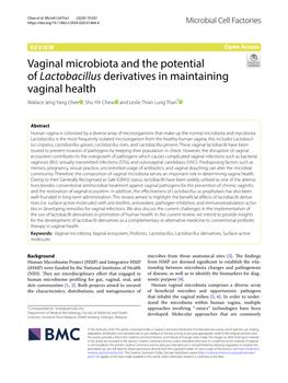 Vaginal Microbiota and the Potential of Lactobacillus Derivatives in Maintaining Vaginal Health Wallace Jeng Yang Chee , Shu Yih Chew and Leslie Thian Lung Than*