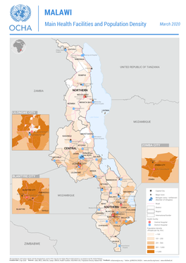 MALAWI Main Health Facilities and Population Density March 2020