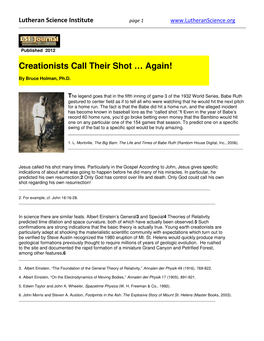 Creationists Call Their Shot … Again!