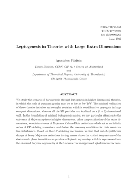 Leptogenesis in Theories with Large Extra Dimensions
