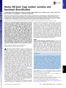 Bovine NK-Lysin: Copy Number Variation and PNAS PLUS Functional Diversification