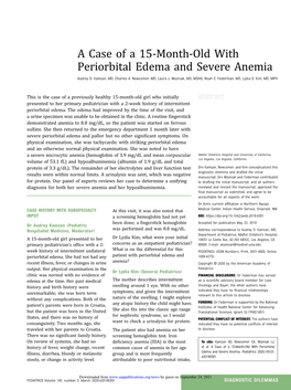 A Case of a 15-Month-Old with Periorbital Edema and Severe Anemia Audrey D