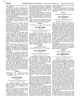 Extensions of Remarks E1424 HON. BILL FOSTER HON. BILL FLORES