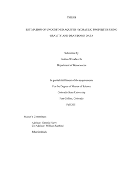 Thesis Estimation of Unconfined Aquifer