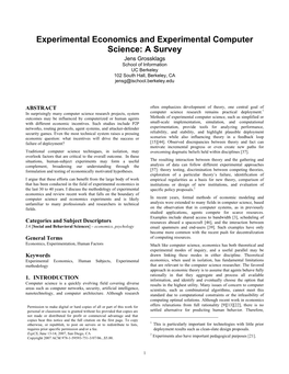 Experimental Economics and Experimental Computer