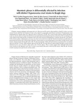 Myenteric Plexus Is Differentially Affected by Infection with Distinct Trypanosoma Cruzi Strains in Beagle Dogs