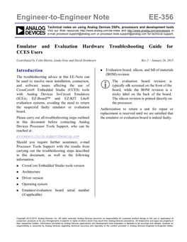 Emulator and Evaluation Hardware Troubleshooting Guide for CCES Users