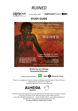 Welcome to the Almeida Theatre's Production of Ruined by Lynn Nottage