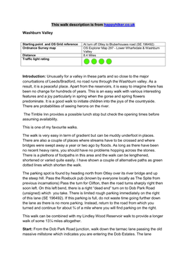 This Walk Description Is from Happyhiker.Co.Uk Washburn Valley Introduction: Unusually for a Valley in These Parts and So Close