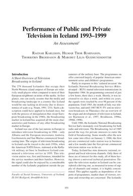 Performance of Public and Private Television in Iceland 1993–1999 an Assessment1
