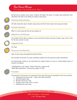 The News Wrap First Course, First Grading Period, Week 7