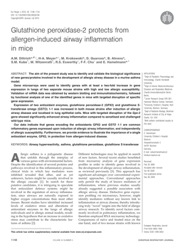 Glutathione Peroxidase-2 Protects from Allergen-Induced Airway Inflammation in Mice