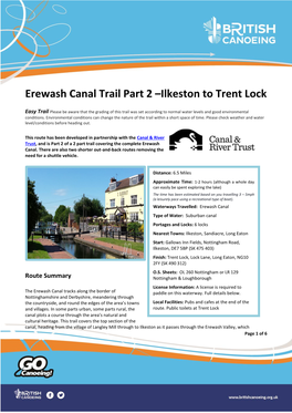 Erewash Canal Trail Part 2 –Ilkeston to Trent Lock