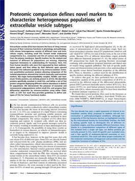 Proteomic Comparison Defines Novel Markers to Characterize Heterogeneous Populations of Extracellular Vesicle Subtypes