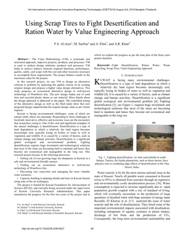 Using Scrap Tires to Fight Desertification and Ration Water by Value Engineering Approach