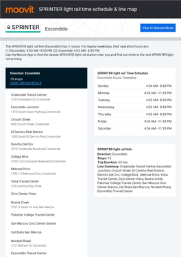 SPRINTER Light Rail Time Schedule & Line Route