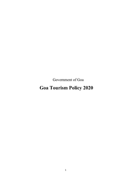 Goa Tourism Policy 2020