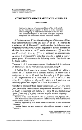 Convergence Groups Are Fuchsian Groups