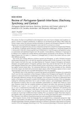 Review of Portuguese-Spanish Interfaces: Diachrony, Synchrony, and Contact Portuguese-Spanish Interfaces: Diachrony, Synchrony, and Contact, Edited by P