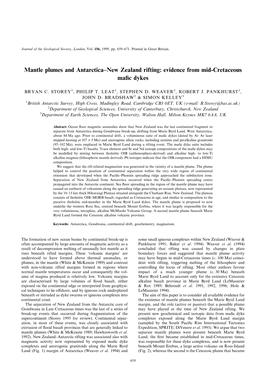 Mantle Plumes and Antarctica–New Zealand Rifting: Evidence from Mid-Cretaceous Maﬁc Dykes