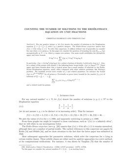 Counting the Number of Solutions to the Erdos-Straus˝ Equation on Unit Fractions