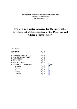 European Community Directorate General XII Contract Nº TS3 CT94 0324 Final Report 1995-1999