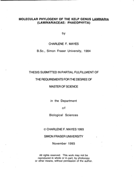 Molecular Phylogeny of the Kelp Genus Laminaria (Laminariaceae: Phaeophyta)