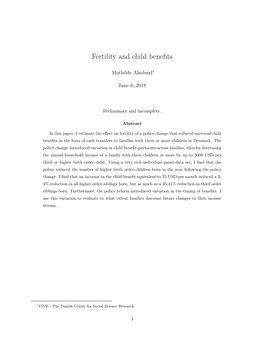 Fertility and Child Benefits