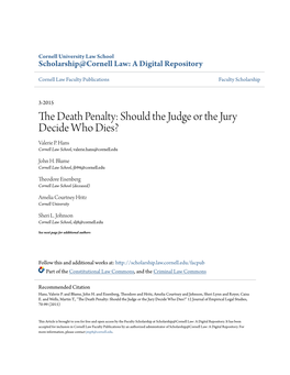 The Death Penalty: Should the Judge Or the Jury Decide Who Dies? Valerie P