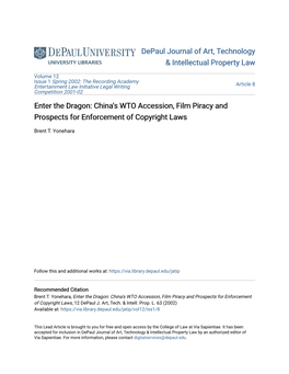 China's WTO Accession, Film Piracy and Prospects for Enforcement of Copyright Laws