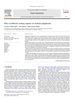 Effect of Different Cooking Regimes on Rhubarb Polyphenols