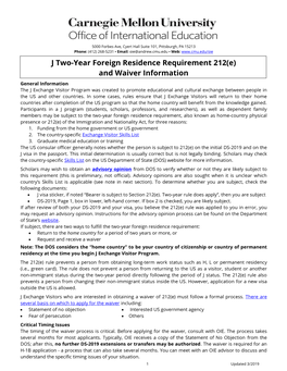 J Two-Year Foreign Residence Requirement 212(E) and Waiver