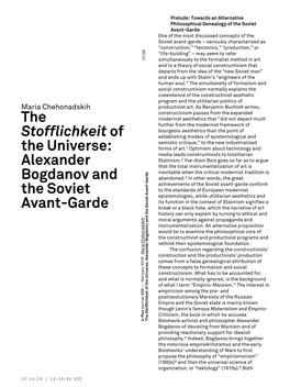 Alexander Bogdanov and the Soviet Avant-Garde