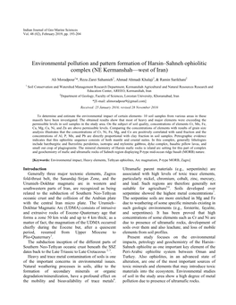 Environmental Pollution and Pattern Formation of Harsin–Sahneh Ophiolitic Complex (NE Kermanshah—West of Iran)