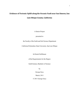 Evidence of Tectonic Uplift Along the Oceanic Fault Near San Simeon, San