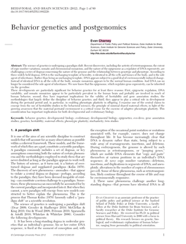 Behavior Genetics and Postgenomics